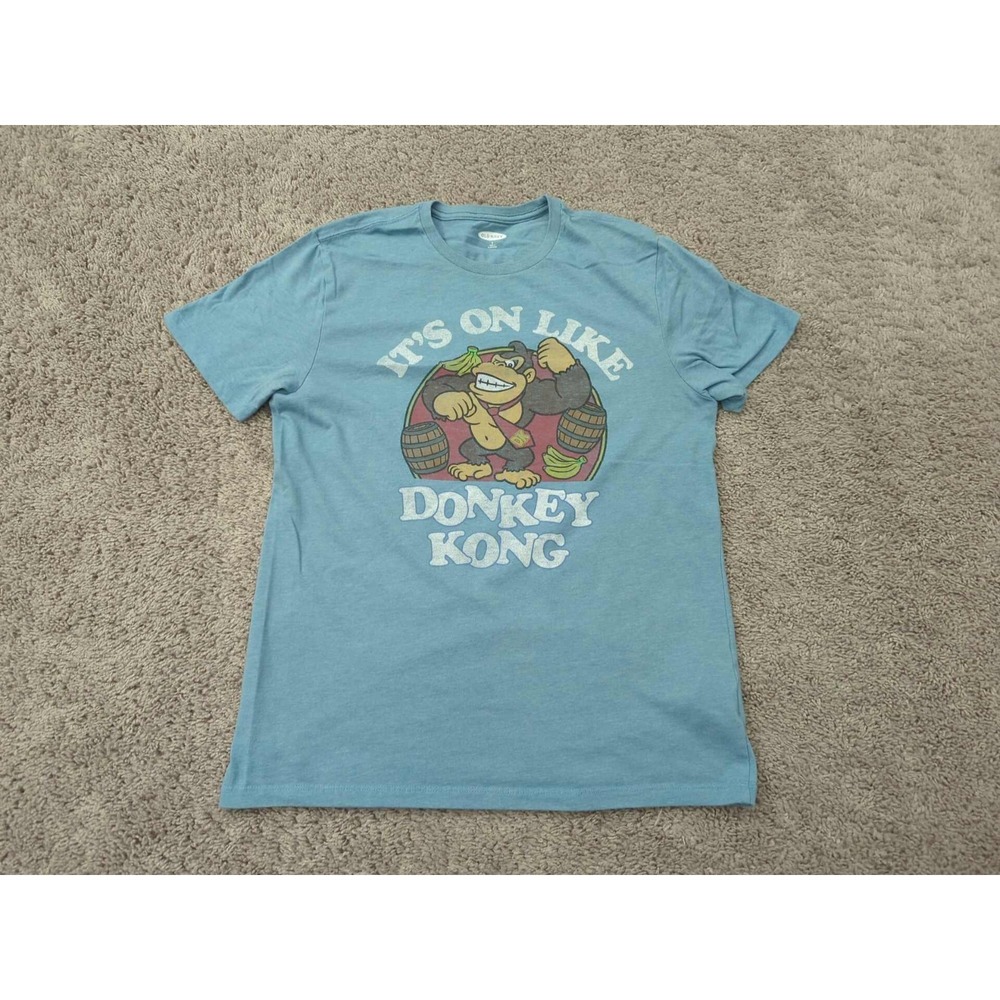 Old Navy T Shirt Mens S Blue‎ Short Sleeve "It's On Like Donkey Kong" Graphic